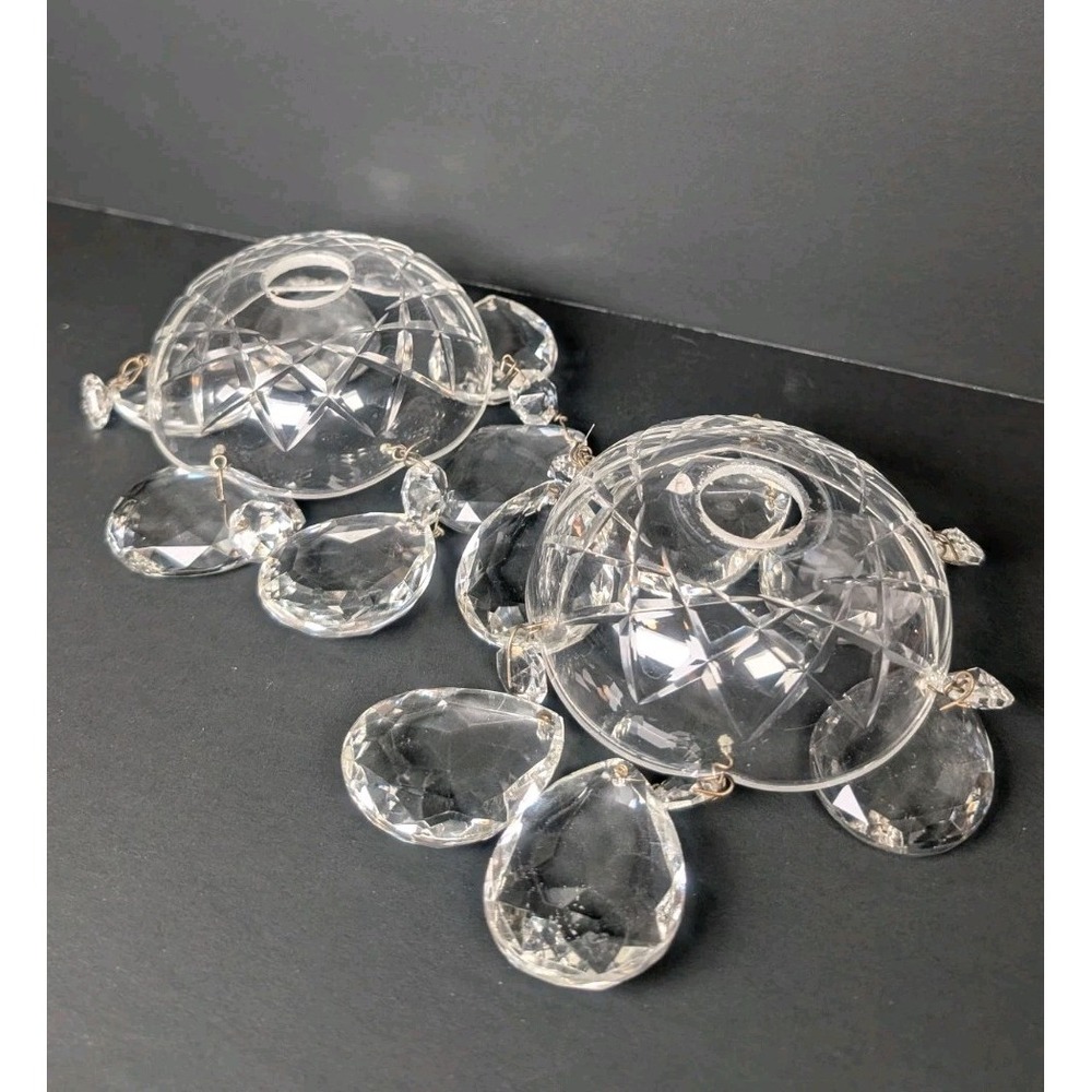 Chandelier Candle Toppers 2 BOBECHE Clear Prism Teardrop Glass Crystals Vintage